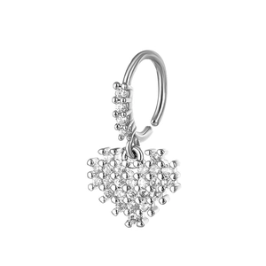 Funkelnde Herzanhänger-Creolen aus Silber-Edelstahl mit Zirkonia für Damen