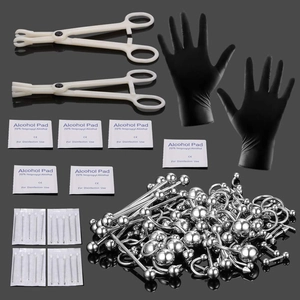 Professional 84pcs 316L stainless steel body piercing kit with jewelry needles and tools