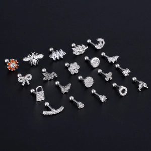 Orecchini a Bottone Helix in Acciaio Inossidabile Con Zirconia Cubica Chiusura a Vite Gioielli Piercing Donna Uomo