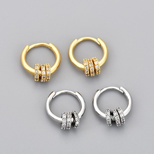 Boucles d'Oreilles Créoles en Cuivre Avec Tige en Argent Sterling 925 Anneaux Amovibles en Zircone Bijoux Femme
