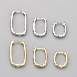 Orecchini a Cerchio in Rame Geometrici Minimalisti Ovali Rettangolari Galvanizzati Lisci a Forma di U per Gioielli da Donna Moda Quotidiana