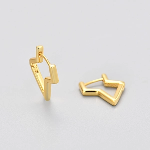Minimalist gold plated S925 sterling silver hollow star and lightning bolt earrings