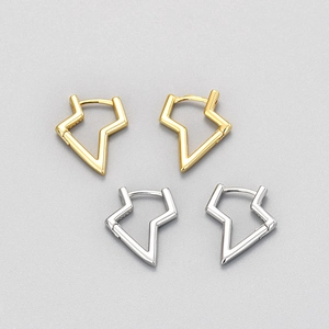 Geometric Lightning Bolt Hoop Earrings Irregular Hollow Star Copper Jewelry With 925 Sterling Silver Earring Post For Women