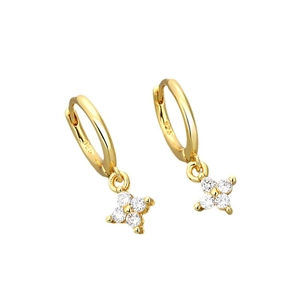 Orecchini a quadrifoglio in argento S925 placcato oro 18K con zirconi brillanti