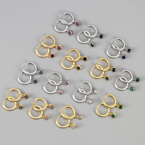 Geometric Round Rhinestone Hoop Earrings With 925 Sterling Silver Earring Post Copper Minimalist Elegant Jewelry For Women