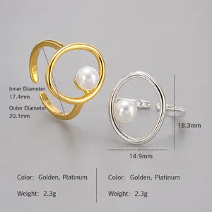 Detaillierte Größenmaße für verstellbare Perlenringe in Gold- und Silberfarben
