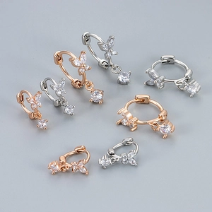 Orecchini a Cerchio Farfalla in Rame Raffinati Orecchini Pendenti con Strass per Donna Minimalista Oro Rosa Oro Bianco Gioielli alla Moda