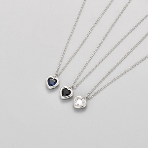 Minimalistische Koperen Hart Hanger Halsketting Voor Dames Verzilverd Hartvormige Zirconia Choker Zoete Koele Sieraden