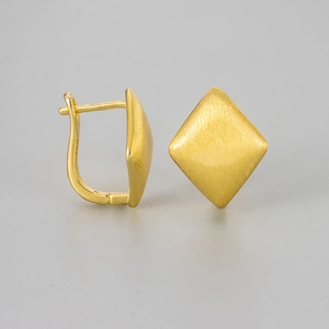 Minimalist matte gold quadrilateral earrings with brushed finish for women