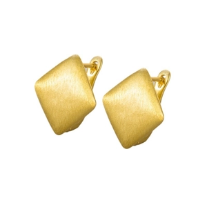 Minimalist brushed gold quadrilateral stud earrings with premium matte metal texture