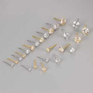 Minimaliste Boucles d'Oreilles Clous Rond Zircon Avec Tige en Argent Sterling 925 Cuivre Plaquage Or Argent Bijoux pour Femmes