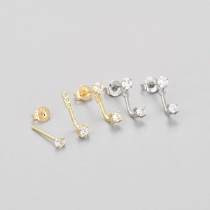 S925 Sterlingsilber Ohrringe mit Zirkonia Jacken in Gold und Silber Finish