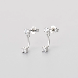 Minimalistische S925 Sterling Silber Ohrstecker mit funkelnden Zirkonia-Steinen
