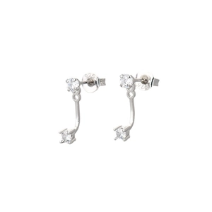 S925 Sterling Silber Tropfenohrringe mit Zirkonia und J-förmigem Anhänger für Damen