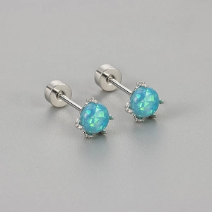 Orecchini a artiglio di drago con opale blu e finitura in argento per donna