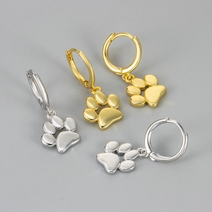 Pendientes de Aro Con Colgante de Pata de Gato Lindo de Cobre Bañado en Oro Plata Joyería Diaria para Mujeres Niñas