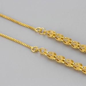 Elegant gold wheat ear drop earrings featuring long tassels and a stylish chain design