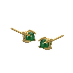 Orecchini a perno classici con zirconia verde smeraldo e montatura in oro per donna
