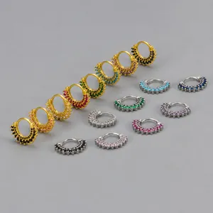 Dimensions détaillées des boucles d'oreilles tournesol avec zircons colorés et mesures