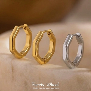 Minimalistisch Edelstahl Hexagonal Ohrringe Für Damen Gold Silber Poliert Geometrisch Ohrstecker Mode Schmuck