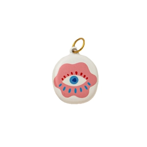 Star and cloud DIY charm in 18K gold vacuum plating with evil eye floral art pattern