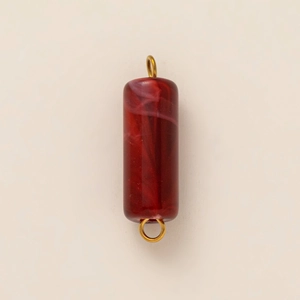 Fashionable red marbled cylinder pendant with 18k gold vacuum plating metal rings