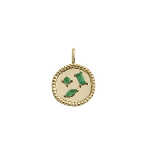 18K gold plated stainless steel necklace with emerald green stones in round design