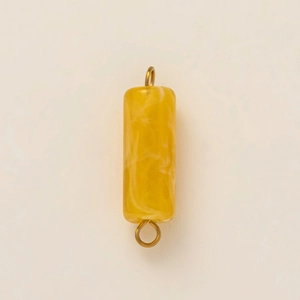 Fashionable cylinder jade stone pendant with yellow marble pattern and 18k gold plating