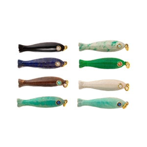 Set de 8 colgantes de peces coloridos en cobre chapado en oro de 14k para joyería DIY