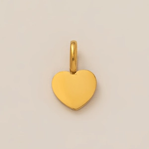 Pendentif cœur en or 18k poli avec bélière ronde pour la création de bijoux DIY