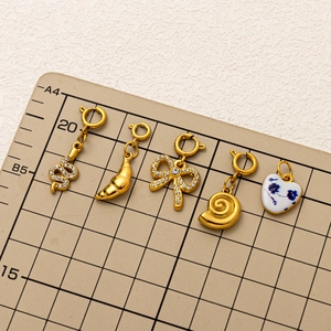 Set of 5 18K gold plated charms including snake, heart, and butterfly for DIY jewelry