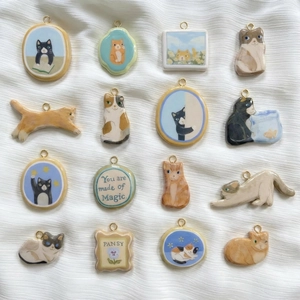 Ciondoli gatto in acciaio inossidabile placcato oro 18K per creazione gioielli fai-da-te
