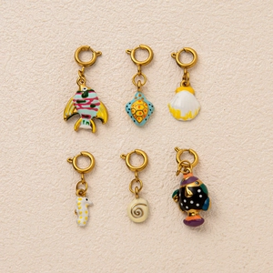 Set ciondoli marini in oro 18K con tartaruga, pesce e cavalluccio marino per gioielli DIY