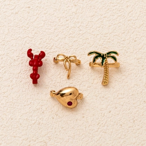 DIY Charms For Flip Flops Sandals Lobster Palm Tree Heart Enamel Copper Pendants For Summer Shoes Decoration Women Accessories