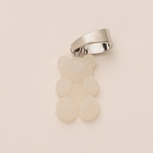 Cute sugar-coated white bear charm with a polished silver-tone clasp for DIY jewelry