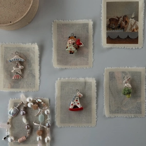 Handcrafted ceramic animal pendants and baroque pearl beaded necklace set for DIY