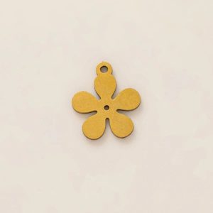 Macro shot of 18K gold plated matte irregular five-petal flower pendant with top hole