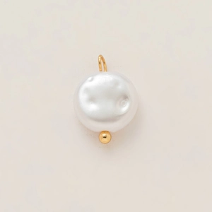 Baroque pearl pendant with 18K gold plated loop and smooth natural rainbow luster finish