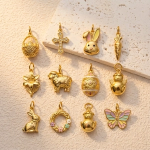 Set aus 12 goldenen Edelstahl-Anhängern mit Tier- und Blumenmotiven für DIY-Schmuck