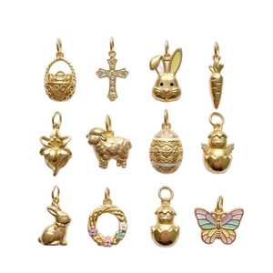 18K vergoldete Edelstahl-Tieranhänger Set mit 12 verschiedenen Motiven für DIY-Schmuck