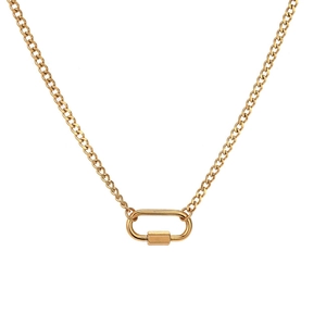 Collana a catena in acciaio inossidabile dorato con un elegante ciondolo a moschettone