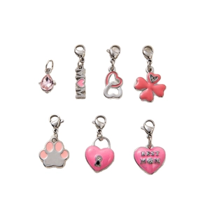 Set di 7 ciondoli in acciaio inossidabile argento e rosa con motivi MOM e cuore