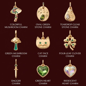 DIY Copper Zircon Pendant Necklace For Women Heart Cat Mushroom Star Dagger Maple Leaf Charms Gold Plated Jewelry