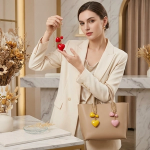 Three colorful resin heart-shaped keychain charms with gold metal chains for bags