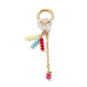 Portachiavi fai-da-te placcato oro 18K con perline colorate e ciondolo pitaya rosa