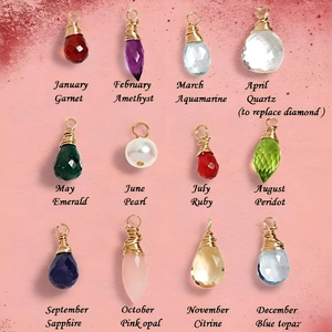Lot de 12 pendentifs pierres de naissance avec fil d'or 14K au design géométrique