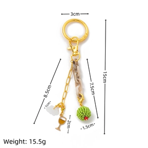 DIY gold keychain with cloud and marble chain pendants including size measurements