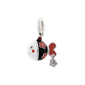 Fashionable clownfish pendant with colorful enamel and dangling crystal flower detail