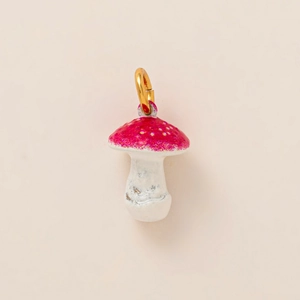 Pendentif champignon rouge exquis avec fermoir doré pour bijoux de bricolage