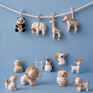 Cute Animal Pendant 14K Gold Plated Copper Enamel Lion Elephant Panda Zebra Charms For DIY Jewelry Making Accessories